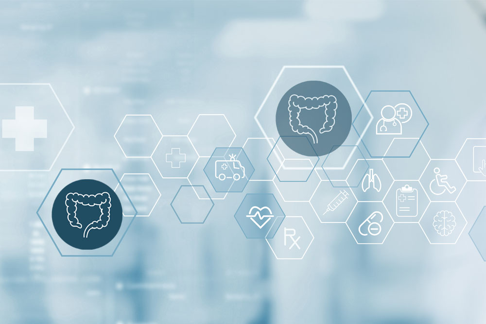 figuratieve interpretatie van realworlddata over darmkanker in blauwtinten